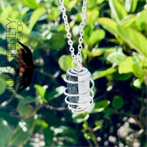 Black Tourmaline and Selenite Crystal  Necklace